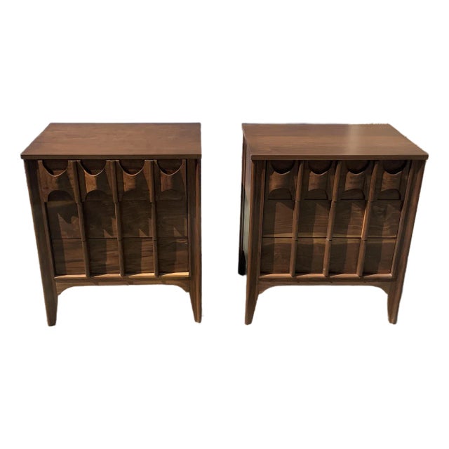 Mid Century Walnut Nightstands - Pair For Sale
