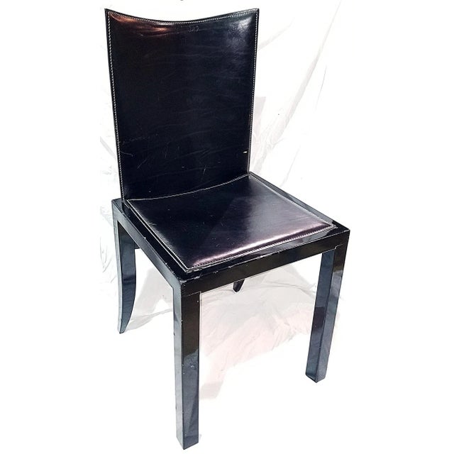 1970s Italian Modern Leather Desk Side Chair For Sale - Image 9 of 9