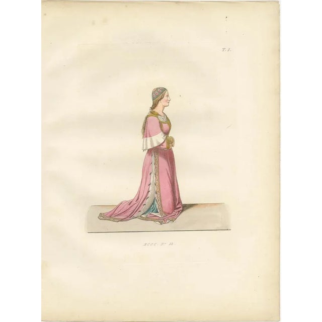 Cream Florentine Grace and Jewish Scholar and Renaissance Notary in Costume, 1845, Paper, Set of 3 For Sale - Image 8 of 11