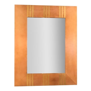 Modern Copper Rectangular Beveled Wall Mirror For Sale