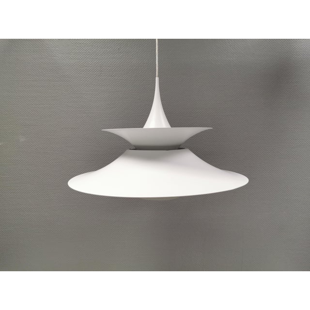 1970s Vintage Scandinavian Radius Hanging Lamp in White Metal by Erik Balslev for Fog & Mørup, 1970s For Sale - Image 5 of 14