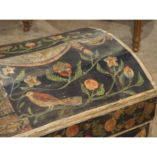 Antique Polychrome Wedding Trunk From Normandy, France, 19th Century For Sale - Image 4 of 18