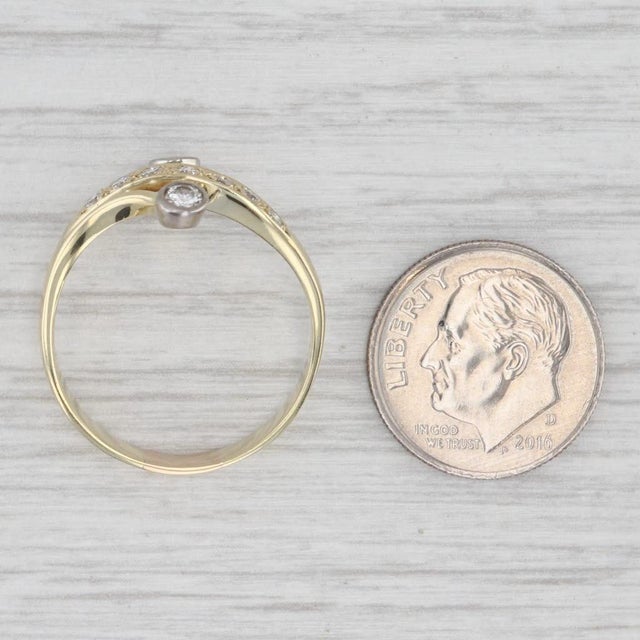 Modern 0.33ctw Diamond Bypass Ring 14k Yellow Gold Size 9 Contoured, Size 9 For Sale - Image 3 of 7