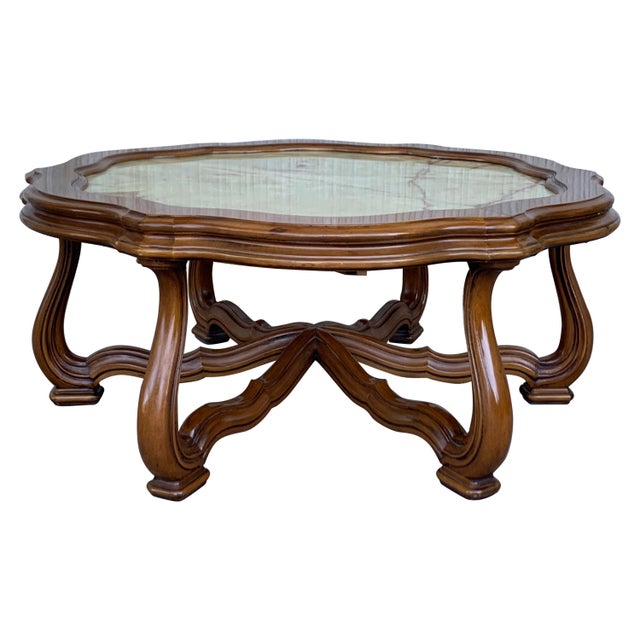 19th Green Onyx Fleur Form Top with Oak Legs Coffee Table For Sale - Image 15 of 18