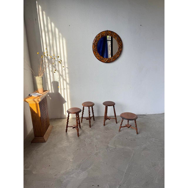 1950s Turned Oak Stools, 1950s, Set of 4 For Sale - Image 5 of 18