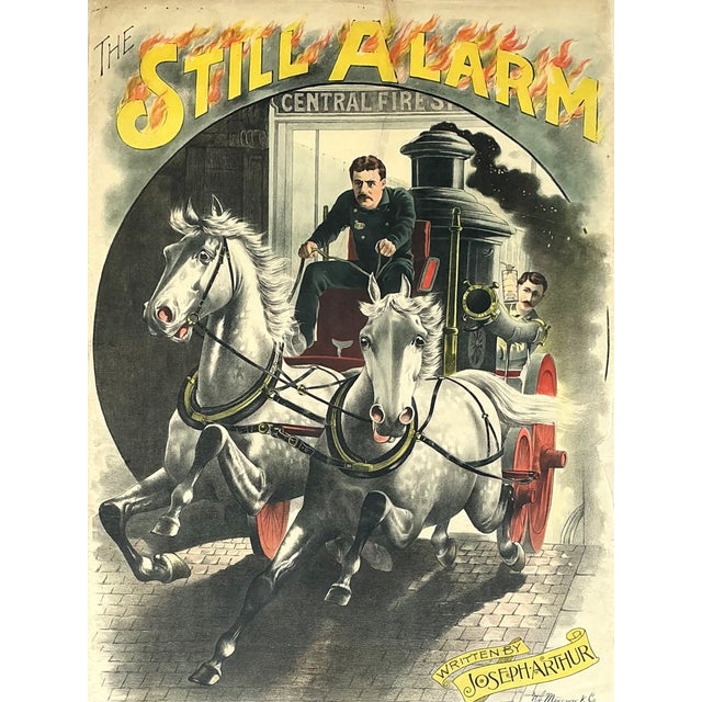 This vintage framed lithograph of Joseph Arthur's The Still Alarm captures the exhilarating drama of one of the era's most...