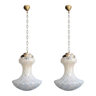 Rare Pair of Mid-Century Murano Glass Pendant Lamps by Carlo Nason for Mazzega, 1970s For Sale