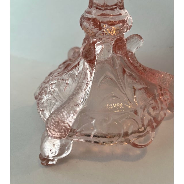 1940s Pair of Portieux Valley Bavard Pink Glass Candlesticks. For Sale - Image 5 of 12