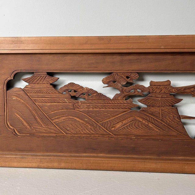 Brown Wooden Ranma Temple Mountain Landscape, Japan, 1920s For Sale - Image 8 of 18