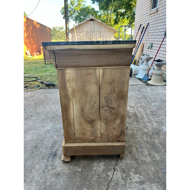 French 19th Century Louis Philippe Marble Top Bleached Walnut Commode For Sale - Image 9 of 12