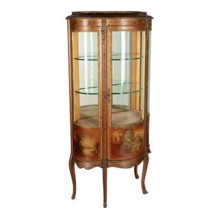 French Louis XVI Style Vernis Martin Decorated Giltwood Vitrine For Sale