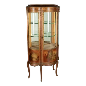 French Louis XVI Style Vernis Martin Decorated Giltwood Vitrine