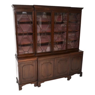 Antique Edwardian Breakfront Bookcase, 1900 For Sale