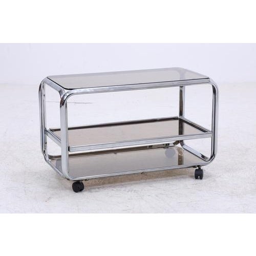 Mid-Century Chrome and Smoked Glass Serving Trolley, 1970s For Sale - Image 6 of 15