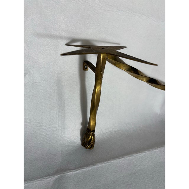 Brutalist Two Arm Mantel Brass Candelabra For Sale - Image 3 of 5