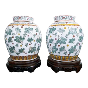 Pair of Chinese Porcelain Covered Ginger Jars