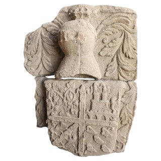 16th Century Spanish Family Coat of Arms Sandstone Carving, 1550 For Sale