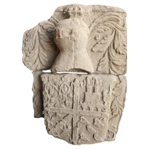 16th Century Spanish Family Coat of Arms Sandstone Carving, 1550