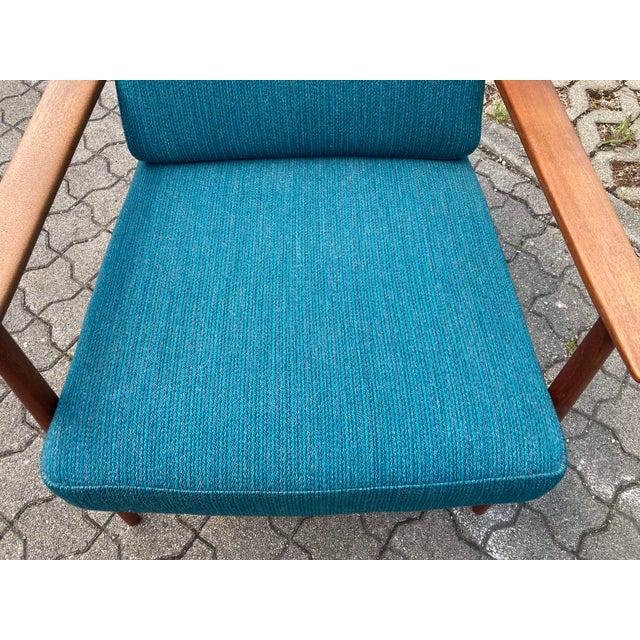 Mid-Century Petrol and Teak Easy Chair from Wilhelm Knoll Antimott, 1965 For Sale - Image 15 of 18