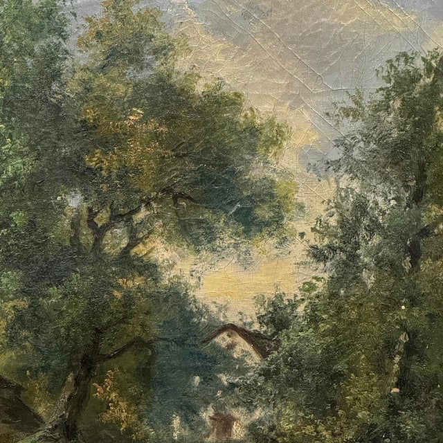 Antique Framed Oil Painting on Canvas by Georges Crehay (1849-1933) For Sale - Image 13 of 16