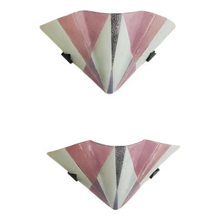 Art Deco Style Murano Glass Wall Lamps, 1970s, Set of 2 For Sale