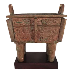 Antique 1900s Asian Bronze Ding Vessel