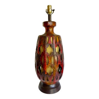 1960s Mid-Century Modern Ceramic Glazed Pottery Lava Table Lamp For Sale
