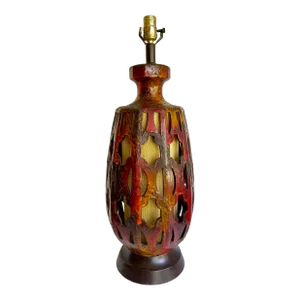 1960s Mid-Century Modern Ceramic Glazed Pottery Lava Table Lamp