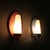 Set of 2 lovely wall lamps. Early plastic wall fastening/shade holders in pink and blue with white pressure switch, white...