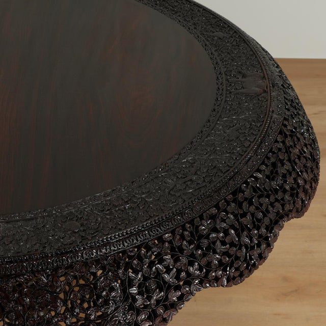 Antique Burmese Anglo Indian Style Carved Rosewood Table For Sale - Image 10 of 15