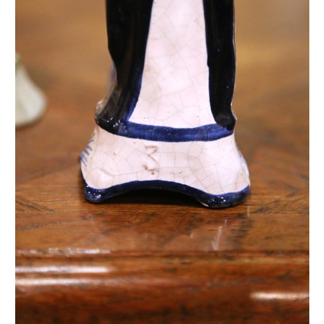 19th Century French Quimper Faience Virgin Mary and St. Anne Figures, Set of Six For Sale - Image 11 of 16