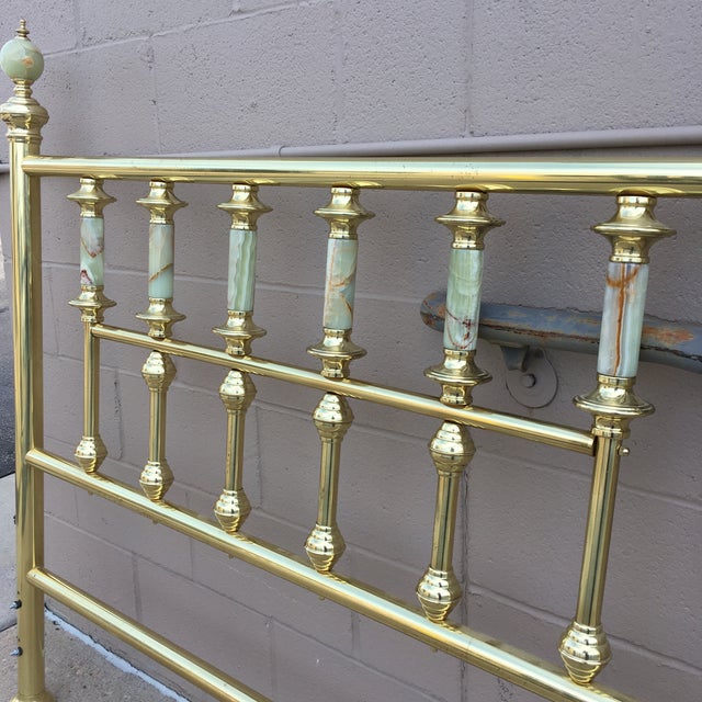 Traditional Brass Double Headboard With Onyx Spires & Spheres Chairish