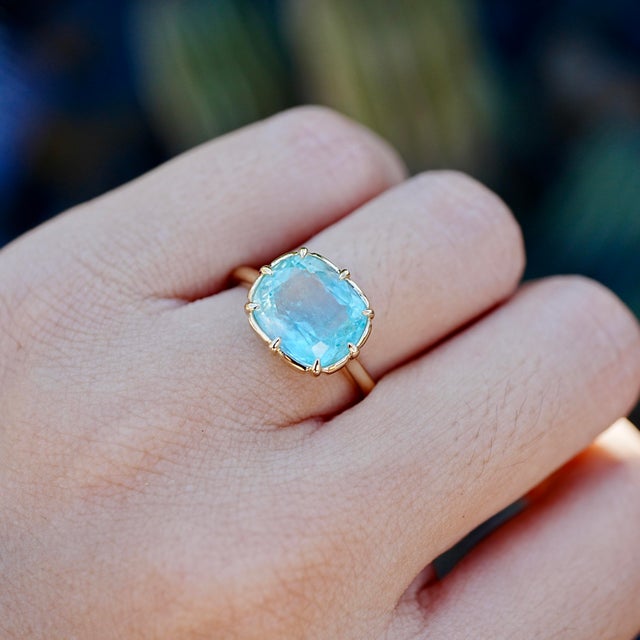 Kai Fine Jewelry Kai One-of-a-Kind Natural 3.58ct Aurea Vanadium Beryl Ring in 14k Gold, Size 7 For Sale - Image 4 of 6