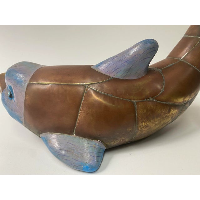 Ceramic Brass and Porcelain Dolphin Sculpture For Sale - Image 7 of 8