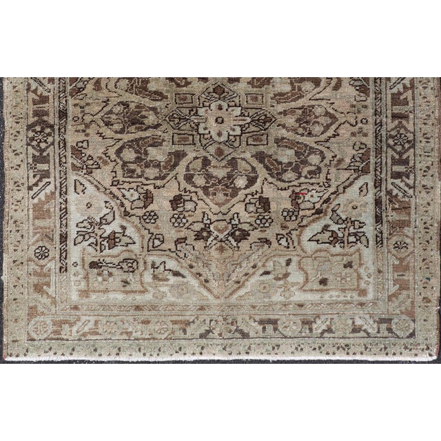 Mid 20th Century Persian Heriz Rug With Large Central Medallion and Faded Earth-Tone Palette 3'10 X 4'6 For Sale - Image 5 of 11