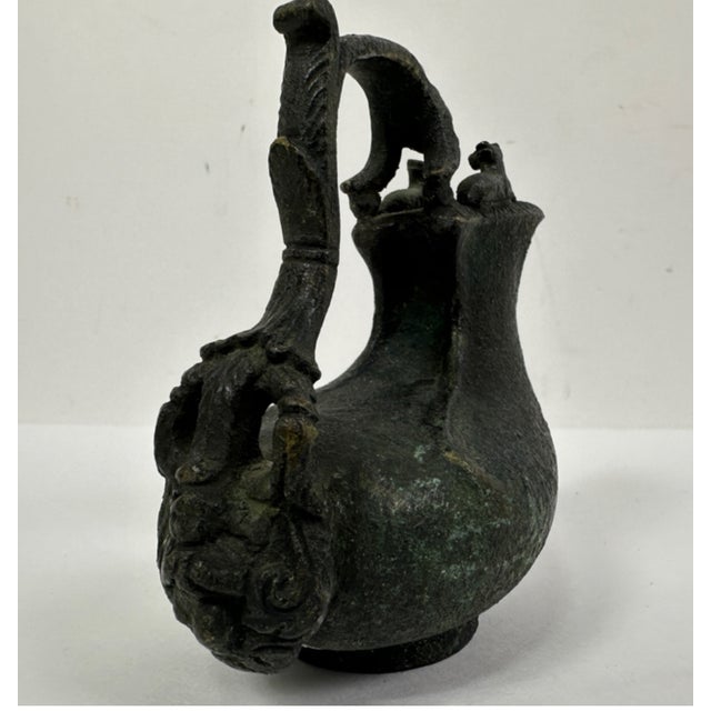 Antique 19th Century Bronze Grand Tour Askos Pouring Vessel Made In The Roman Style 4W X 4H