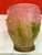 1950s Vintage XL Crystal Heavy Glass Art Vase, Green Pink Ombré Naked Ladies For Sale - Image 10 of 13