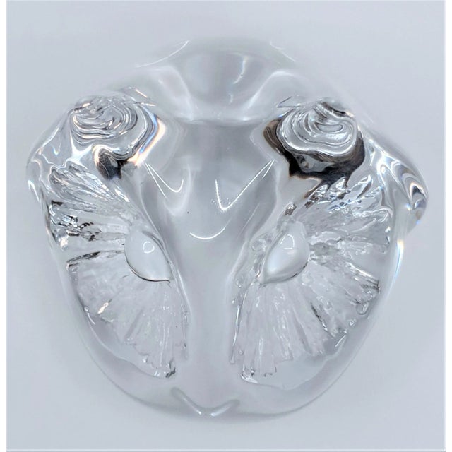 Daum of France Owl Head Glass Crystal Paperweight For Sale - Image 9 of 12