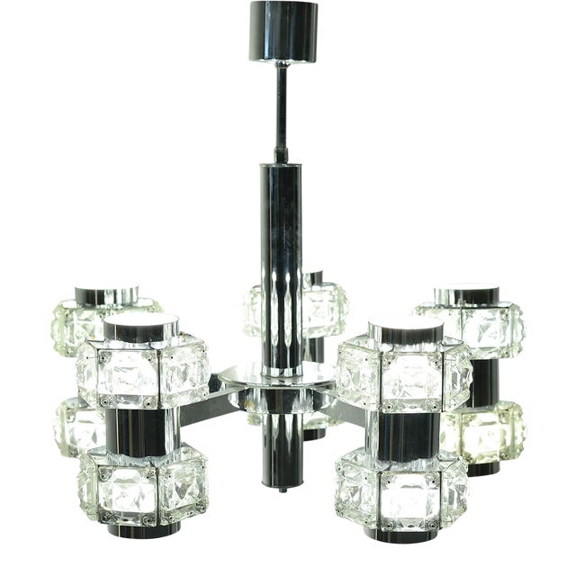 Mid-Century Roof Lamp in Chromed Steel and Glass, Germany For Sale