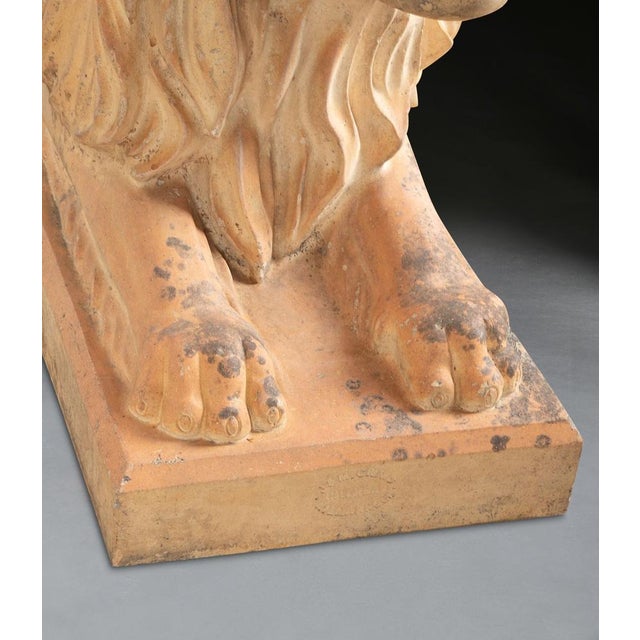 Ceramic J M Craig, Large Lion Statues, 19th Century, Terracotta, Set of 2 For Sale - Image 7 of 13