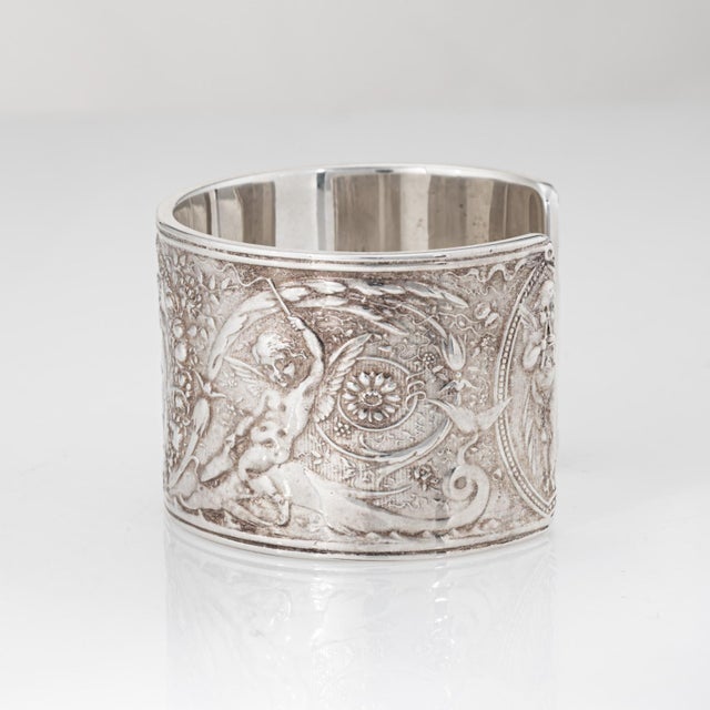 Modern Tiffany & Co Makers Wide Cuff Bracelet Japanese Pattern Sterling Silver For Sale - Image 3 of 5