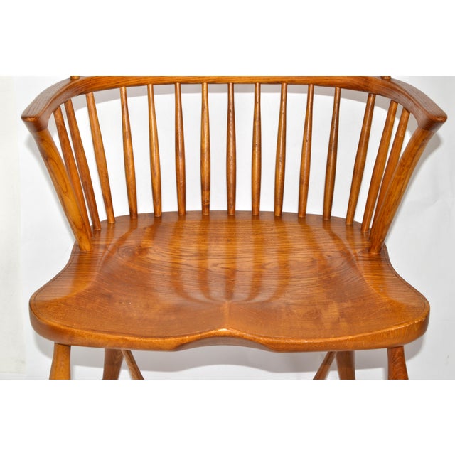 Late 19th Century Solid Wood English Country Armchair Windsor Carver Elbow Chair For Sale - Image 10 of 13