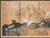 Lovely Japanese painted 4-panel byobu (folding screen) "Willow and White Herons" by Yukiga. Signed and sealed by the...