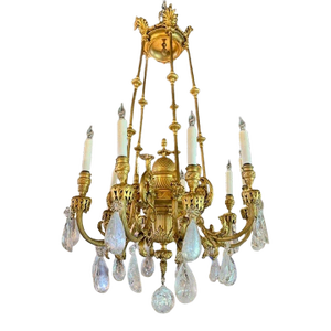 19th Century French Gilt Bronze and Rock Crystal Chandelier