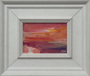 Sunset Study - Pink & Orange Miniature Abstract Landscape Art by British Artist 2025