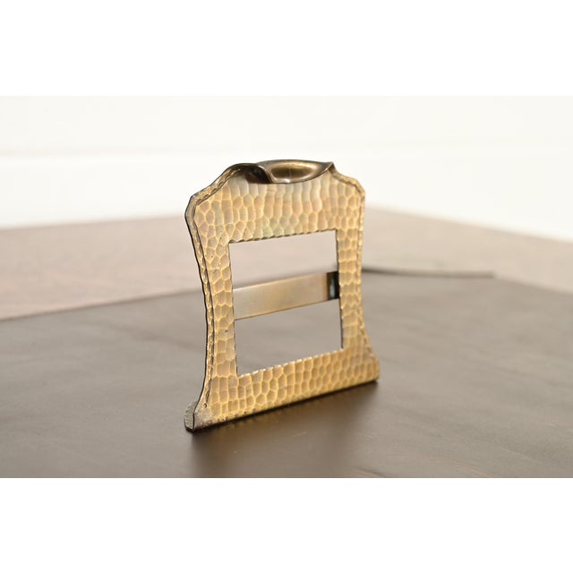 Art Deco Roycroft Arts & Crafts Brass Finished Hammered Copper Desk Calendar Frame or Picture Frame For Sale - Image 3 of 9