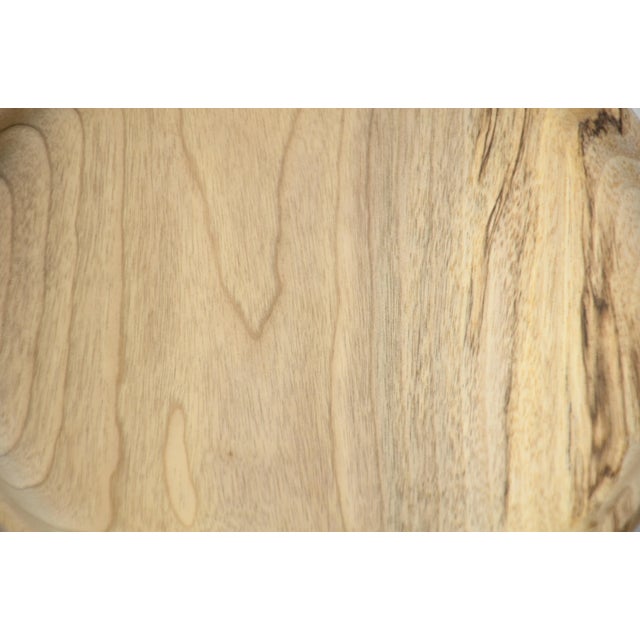 Round vintage hand turned myrtle wood tray or catchall in a light natural finish to enhance the texture and grain. Would...