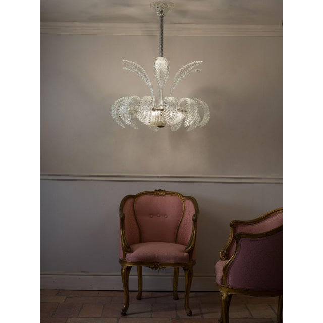 Glass Vintage Art Deco Murano Glass Chandelier with Eighteen Leaves by Ercole Barovier, 1930s For Sale - Image 7 of 18