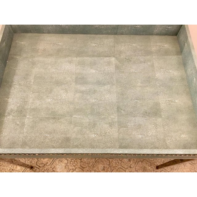 Modern Turquoise Shagreen Studded Tray Table For Sale - Image 3 of 6