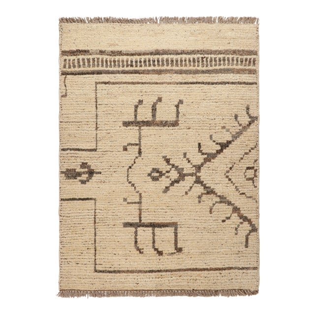 Rug & Kilim’s Modern Classics Rug in Beige With Brown Geometric Patterns For Sale
